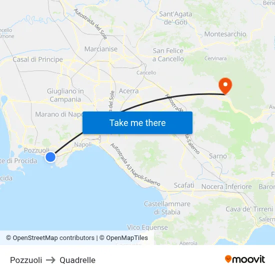 Pozzuoli to Quadrelle map