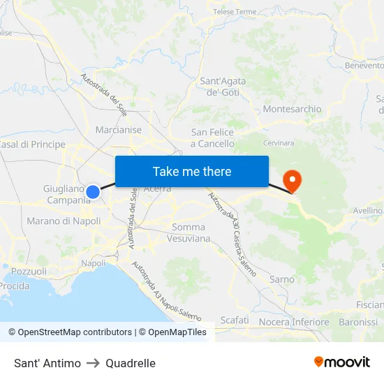 Sant' Antimo to Quadrelle map