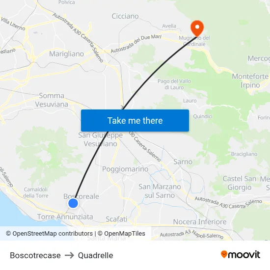 Boscotrecase to Quadrelle map