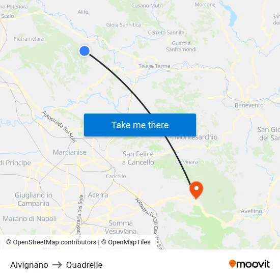 Alvignano to Quadrelle map