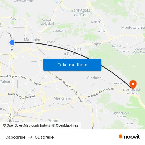Capodrise to Quadrelle map