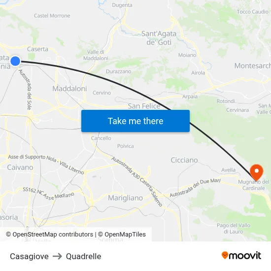 Casagiove to Quadrelle map