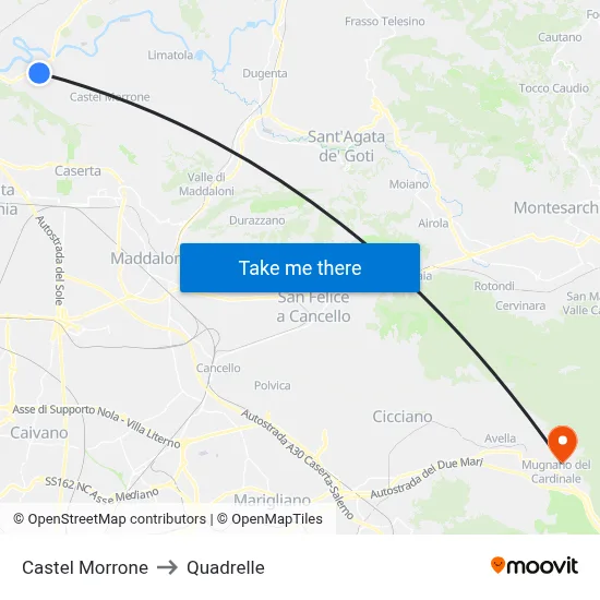 Castel Morrone to Quadrelle map