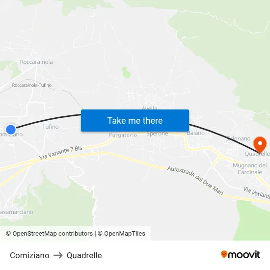 Comiziano to Quadrelle map