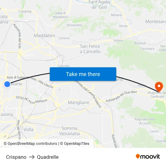 Crispano to Quadrelle map