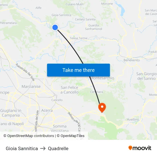 Gioia Sannitica to Quadrelle map