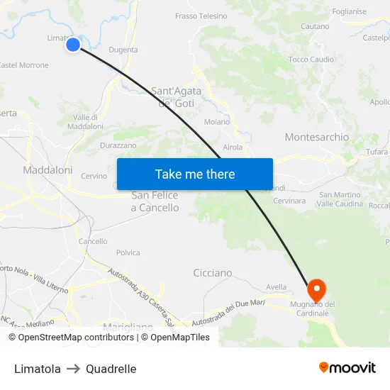 Limatola to Quadrelle map