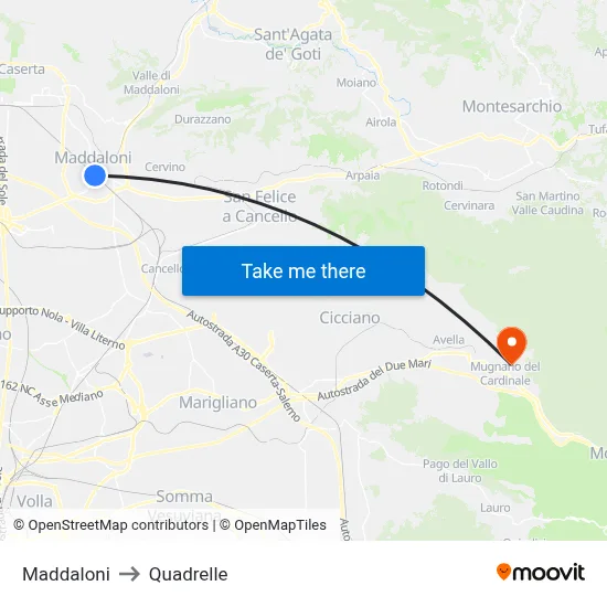 Maddaloni to Quadrelle map