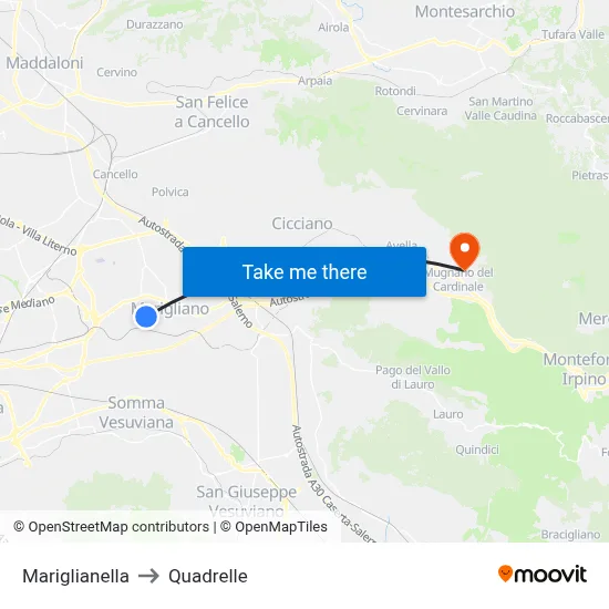 Mariglianella to Quadrelle map