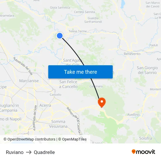 Ruviano to Quadrelle map