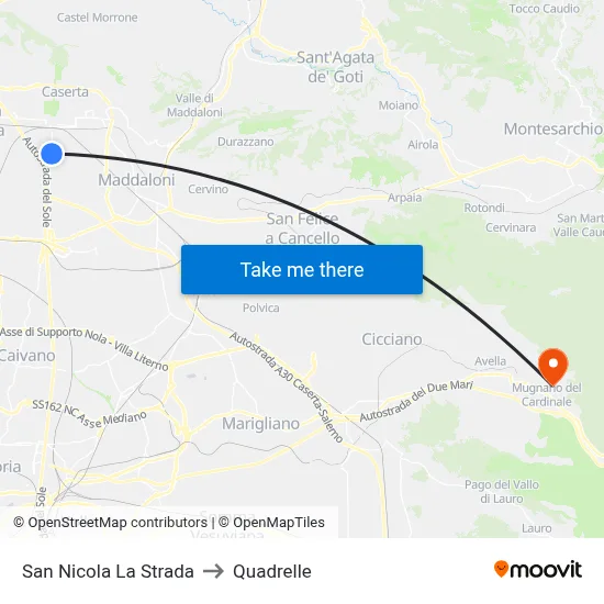 San Nicola La Strada to Quadrelle map