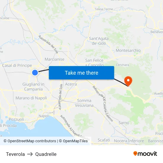 Teverola to Quadrelle map