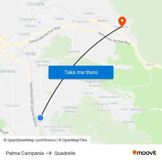 Palma Campania to Quadrelle map