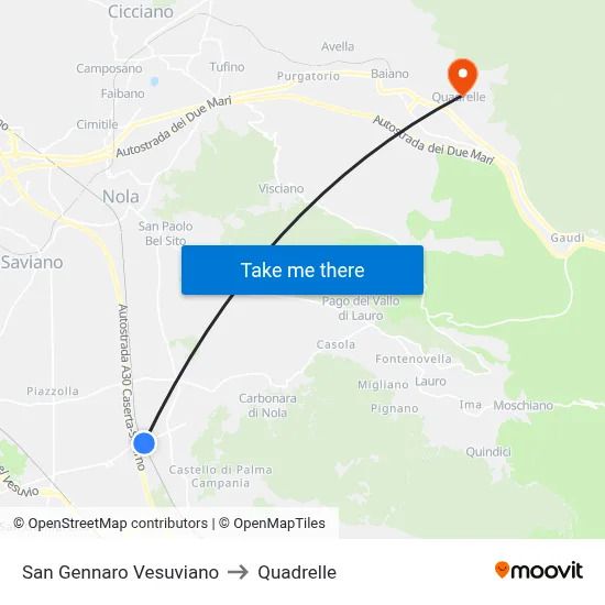 San Gennaro Vesuviano to Quadrelle map