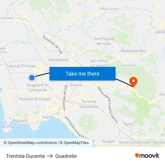 Trentola-Ducenta to Quadrelle map