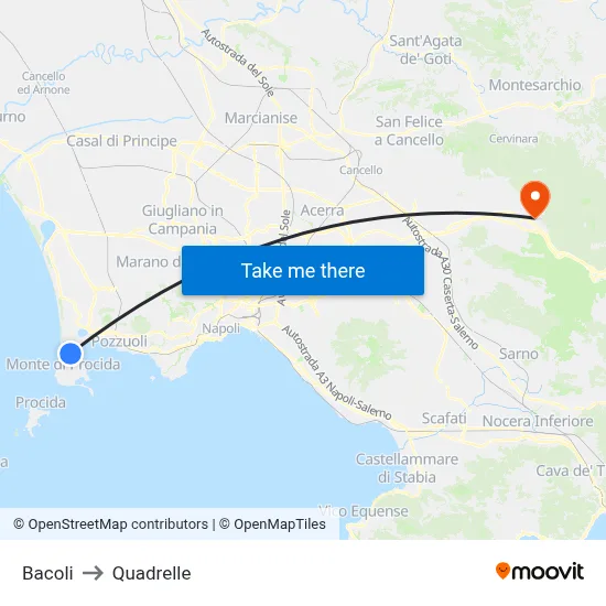 Bacoli to Quadrelle map