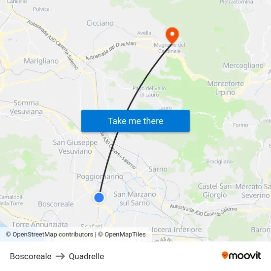 Boscoreale to Quadrelle map