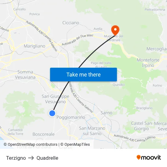 Terzigno to Quadrelle map