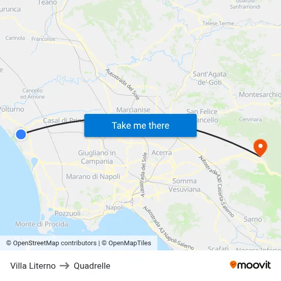 Villa Literno to Quadrelle map