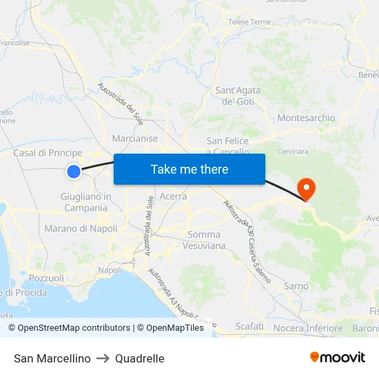 San Marcellino to Quadrelle map