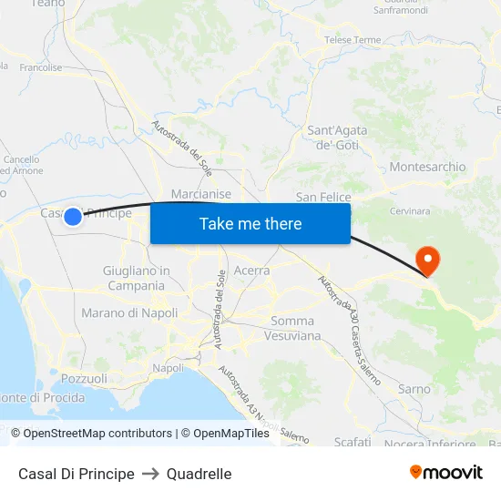 Casal Di Principe to Quadrelle map