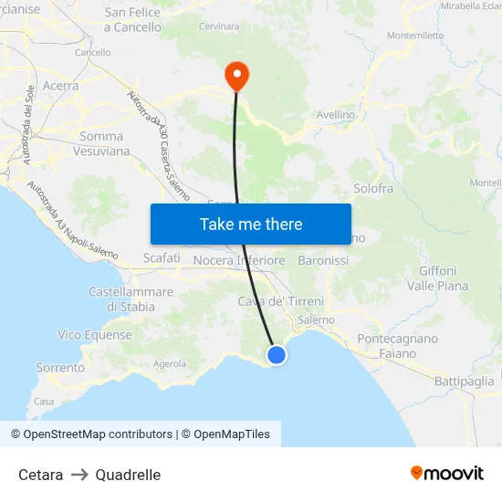 Cetara to Quadrelle map