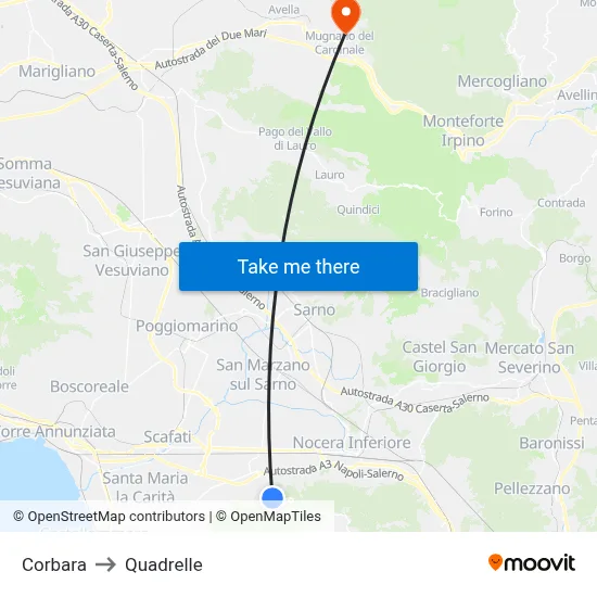 Corbara to Quadrelle map