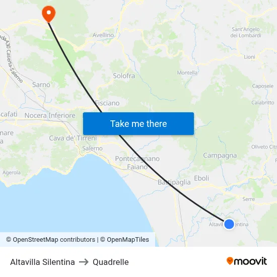 Altavilla Silentina to Quadrelle map