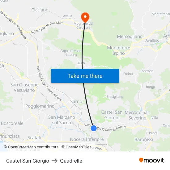 Castel San Giorgio to Quadrelle map