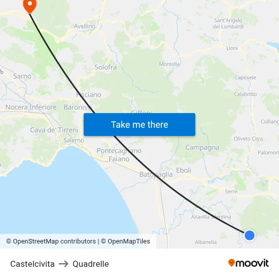 Castelcivita to Quadrelle map