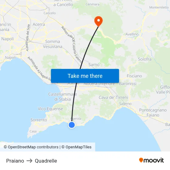 Praiano to Quadrelle map