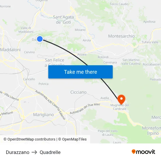 Durazzano to Quadrelle map