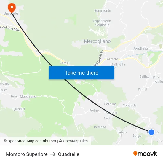 Montoro Superiore to Quadrelle map