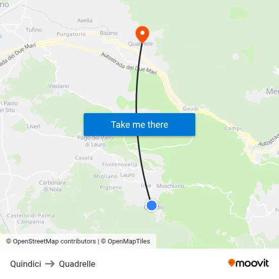 Quindici to Quadrelle map