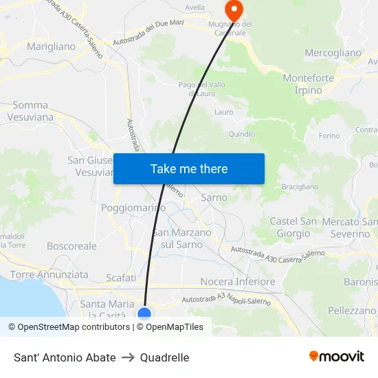 Saint Antonio Abate to Quadrelle map