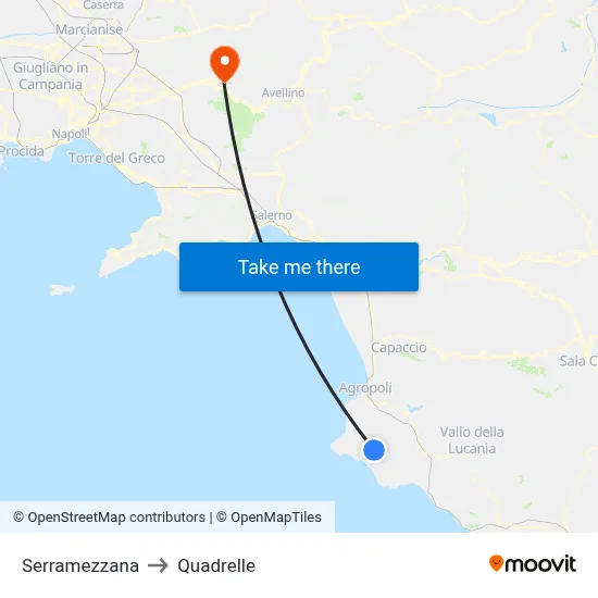 Serramezzana to Quadrelle map