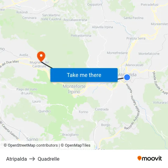 Atripalda to Quadrelle map