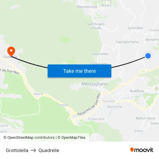 Grottolella to Quadrelle map