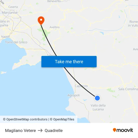 Magliano Vetere to Quadrelle map