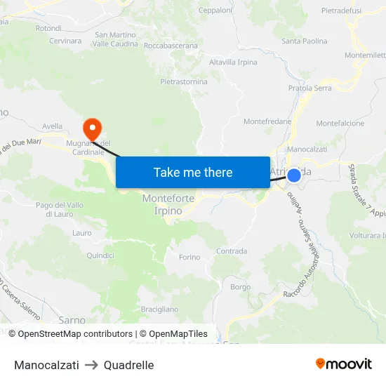 Manocalzati to Quadrelle map