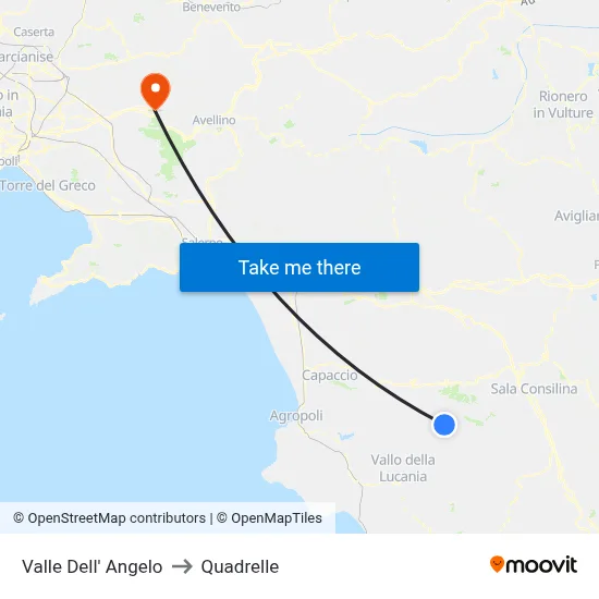 Valle Dell' Angelo to Quadrelle map