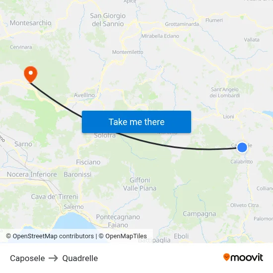 Caposele to Quadrelle map