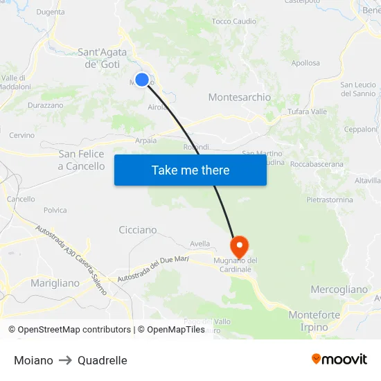 Moiano to Quadrelle map