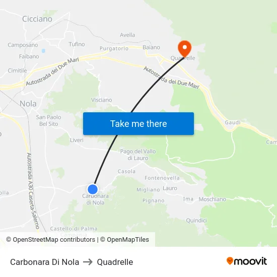 Carbonara Di Nola to Quadrelle map