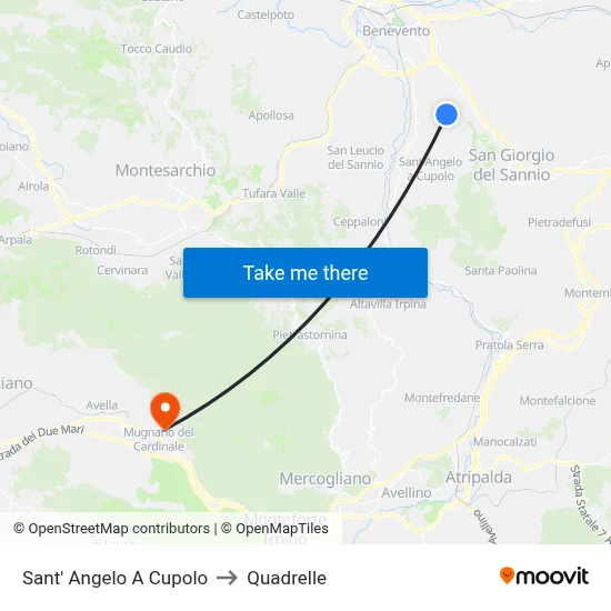 Sant'Angelo a Cupolo to Quadrelle map