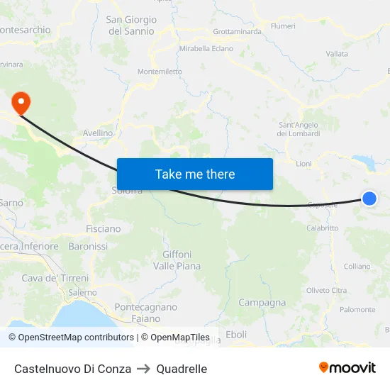 Castelnuovo Di Conza to Quadrelle map