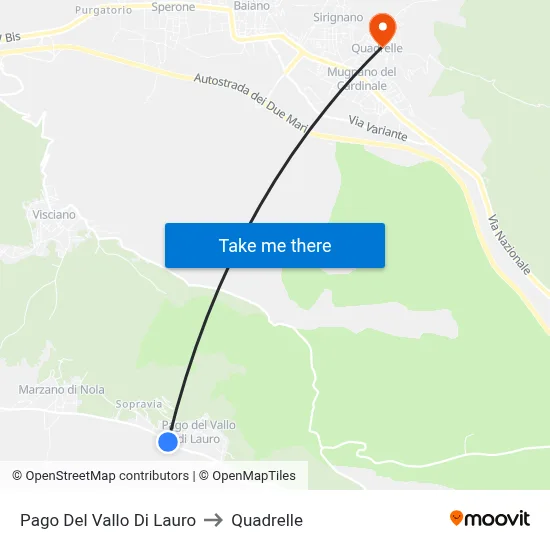 Pago Del Vallo Di Lauro to Quadrelle map