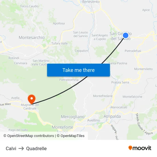 Calvi to Quadrelle map