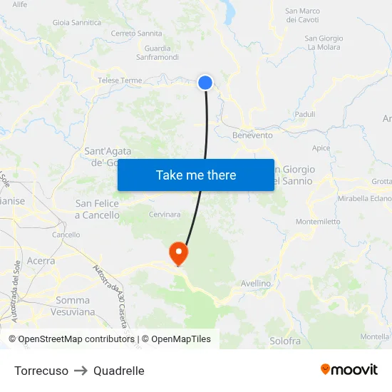 Torrecuso to Quadrelle map