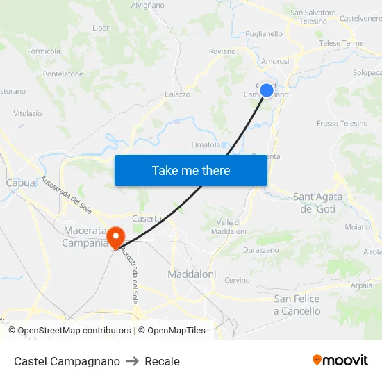 Castel Campagnano to Recale map